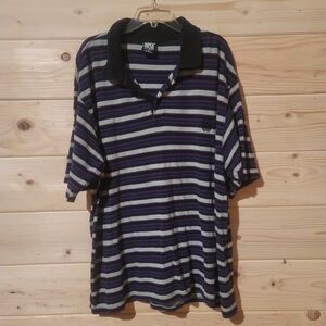 Vintage Enyce Black and Purple Striped Polo Shirt Size 5X 25x29
